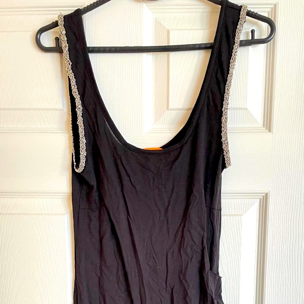 Brand New Black Slimline Dress with Silver Detail